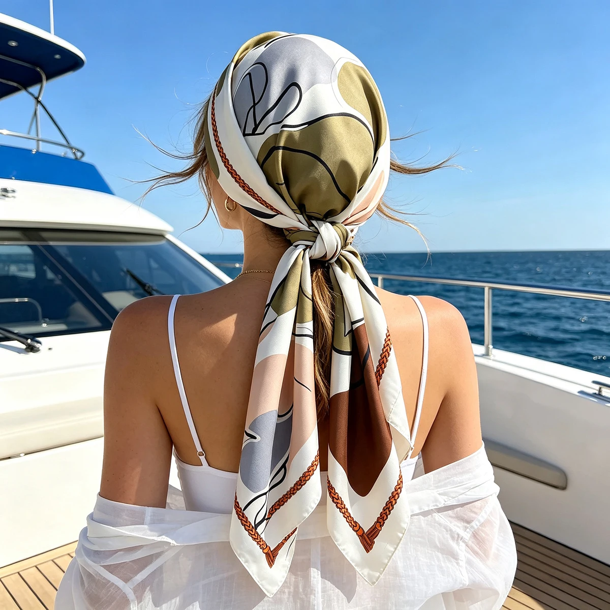 2026 New Color Block Printed Silk Scarf 90CM Twill Scarf Versatile Large Square Scarf Sunshade Shawl Headscarf Collection Gift
