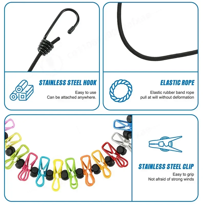 High Elastic Round Rubber Cord Barrel Shape Bungee Rope for Motorcycle Bicycle Tent Strap Set Combination