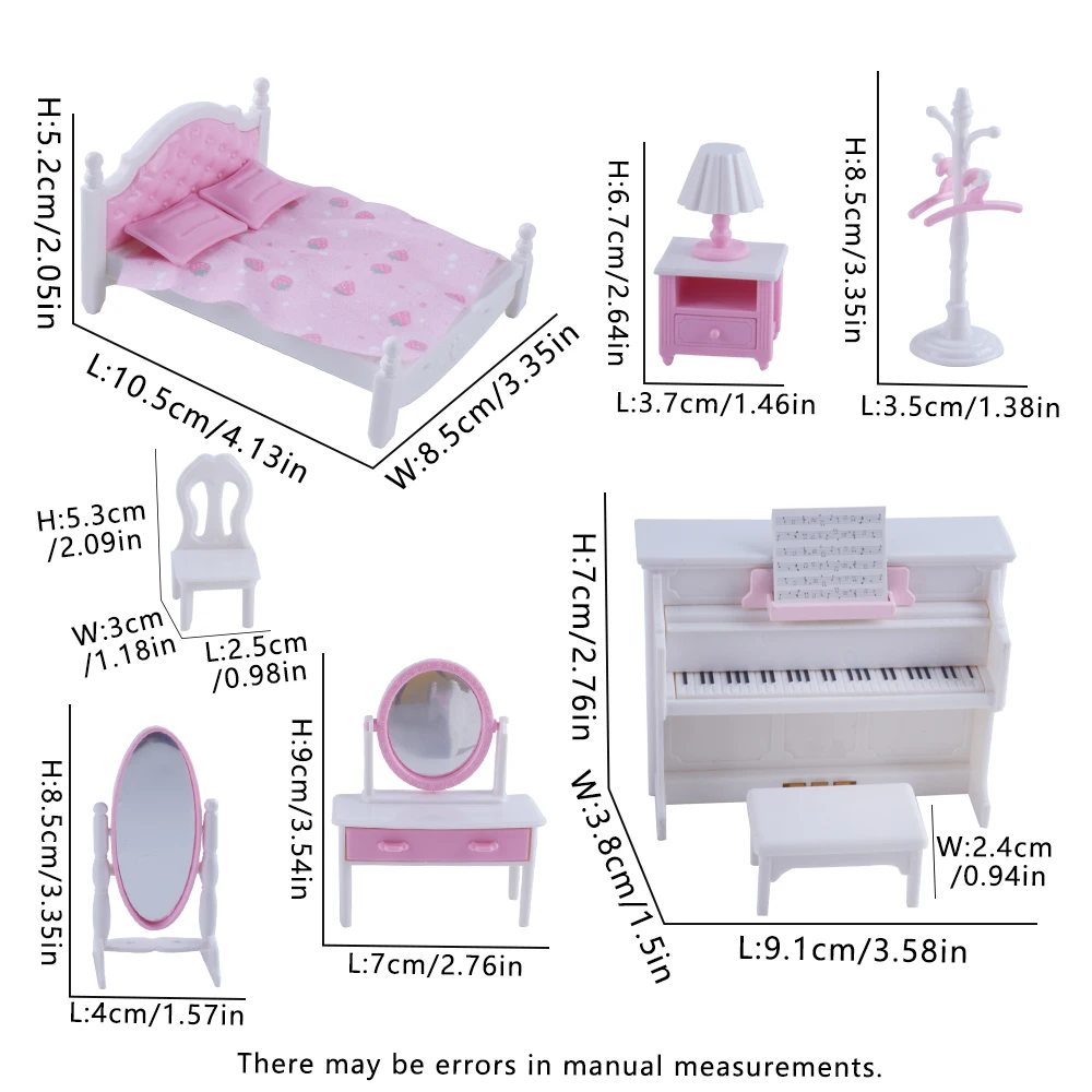 SENGTONGLE-E02 مجموعة غرف النوم دمية أثاث مصغر التظاهر اللعب بيت الدمية اكسسوارات للهدايا صبي فتاة
