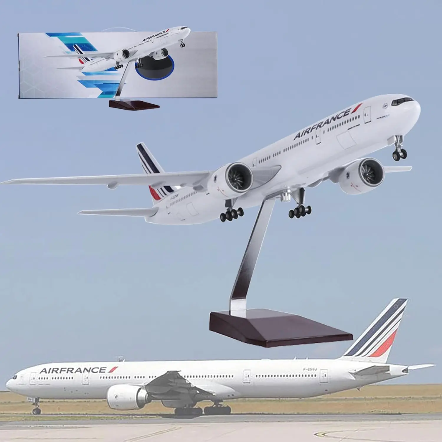B777 Air France Airlines 47CM Scale Aircraft 777 Diecast Resin Plane Model Wheel Landing Gear For Collections And Displays