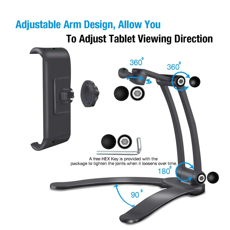 Kitchen Tablet Stand Wall Desk Tablet Mount Stand Fit For 5-10.5 inch Width Tablet Metal Bracket Smartphones Holders