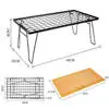 Outdoor Camping Bamboo Wood Folding Bbq Grill Table  Metal Mesh Folding Camping Iron Mesh Table