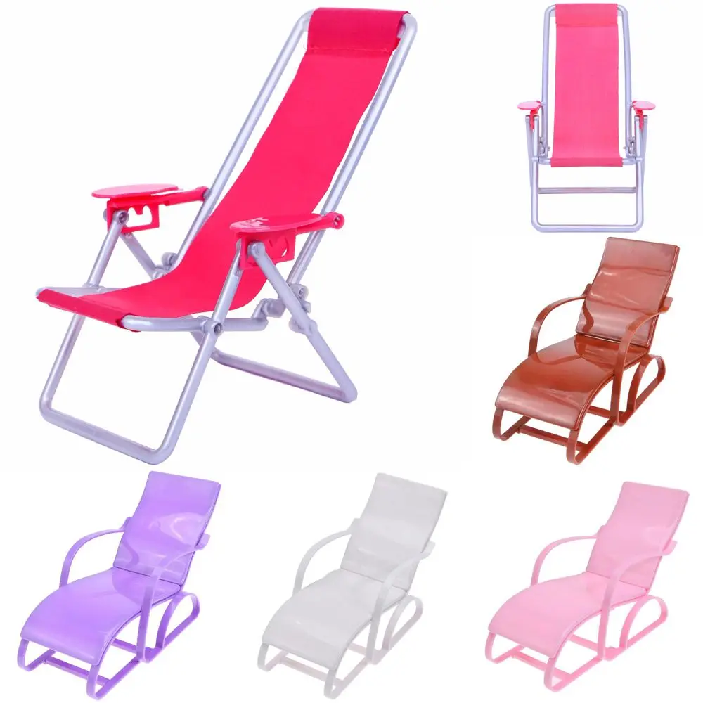 

Lounge Room Playing House Garden Bench Doll Beach Chair Foldable Deckchair Dollhouse Furniture Toy Accessories