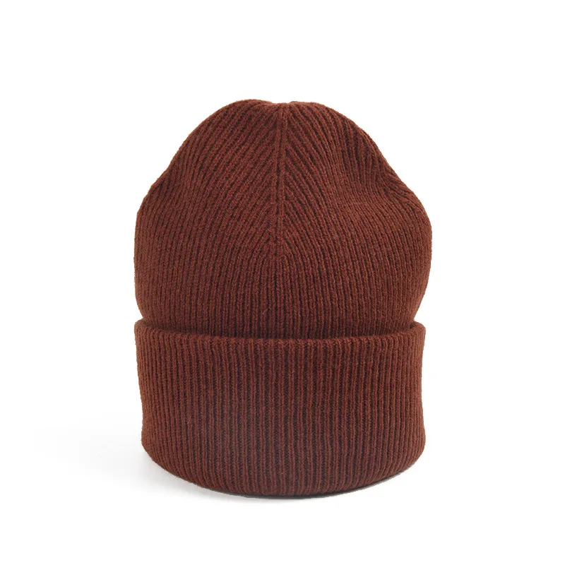 Premium 100% Pure Wool Knitted Hat Women Soft Cozy Warm Beanie Men Autumn Winter Casual All-Match Cold Cap