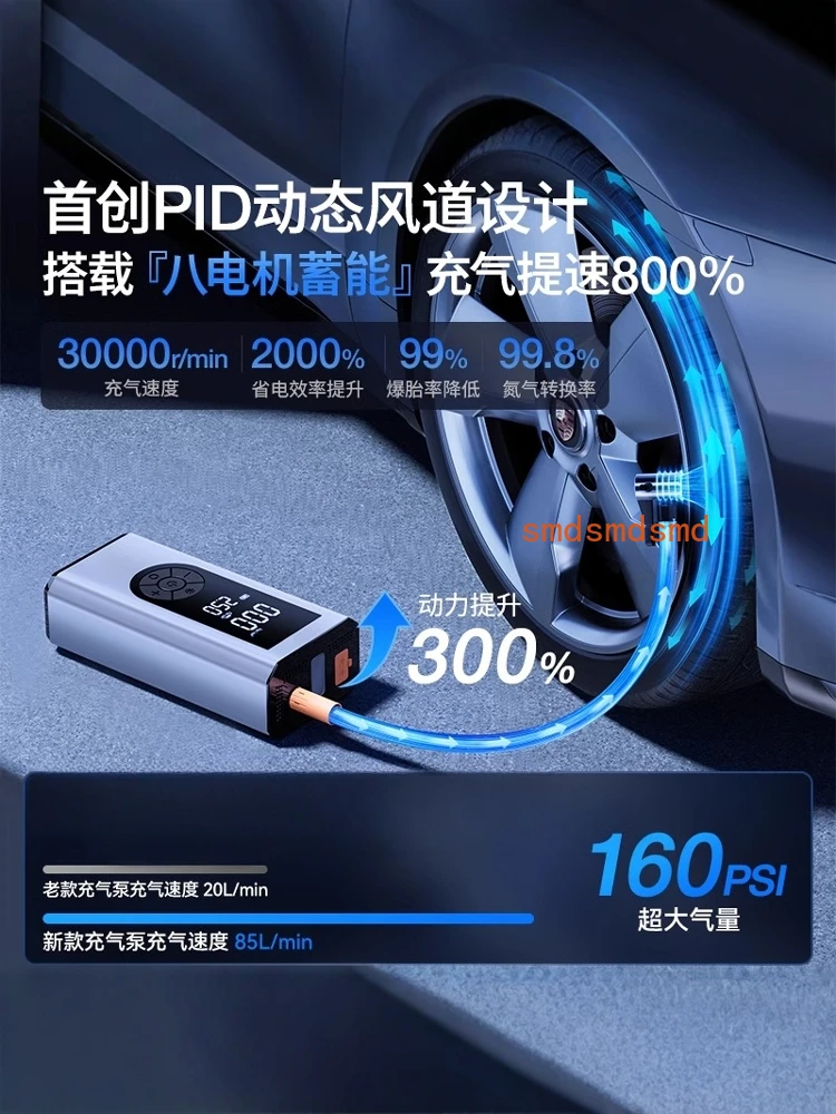 Pump electric pump with tire pressure measurement emergency start power supply and electric treasure artifact