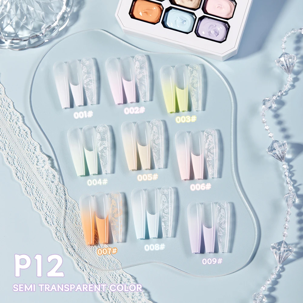 Vendeeni 9 Grid Macarons Patting Painting Gel Nail Polish Gradient Pat French Pure Color For Salon Gel Lacquer Palette