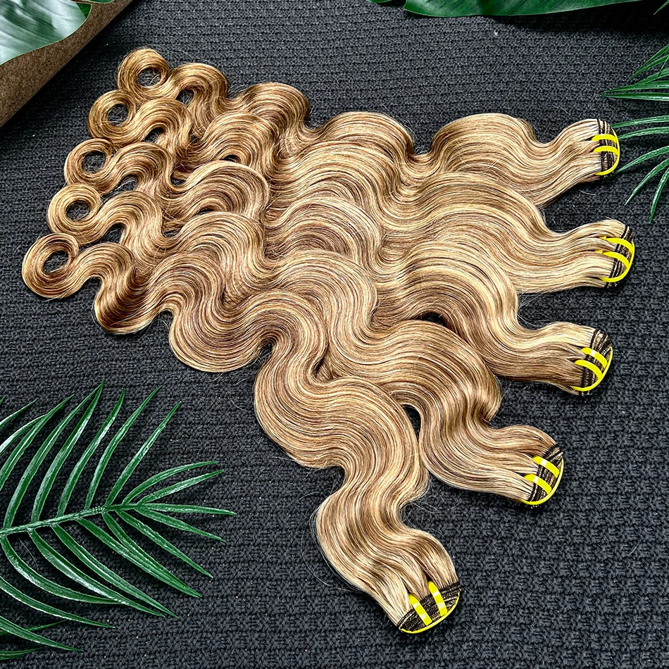 الجسم موجة P4/27 تسليط الضوء على حزم الشعر البشري الملون 100 جرام 100% الخام شعر بشري لعذراء النسيج ملحقات 1/2/3/4 حزم