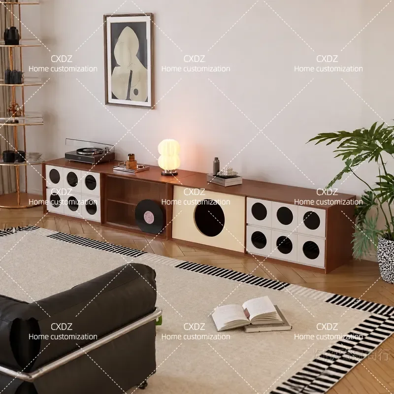 Nordic Medieval Style TV Cabinet for Living Room Simple Modern Minimalist Floor Storage Unit Light Luxury Advanced Media