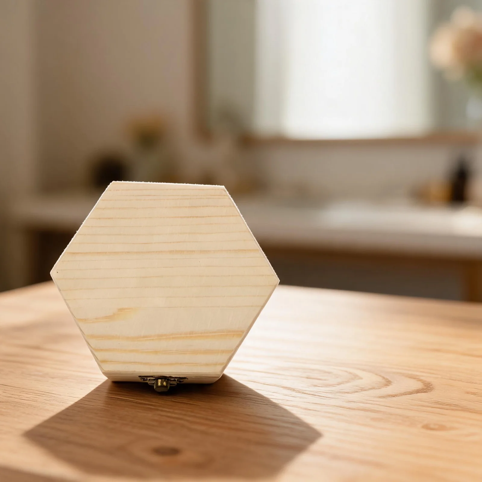 Wooden Hexagonal Box for Jewelry and Earrings Storage Functional Organizer Suitable for Rings and DIY Decoration