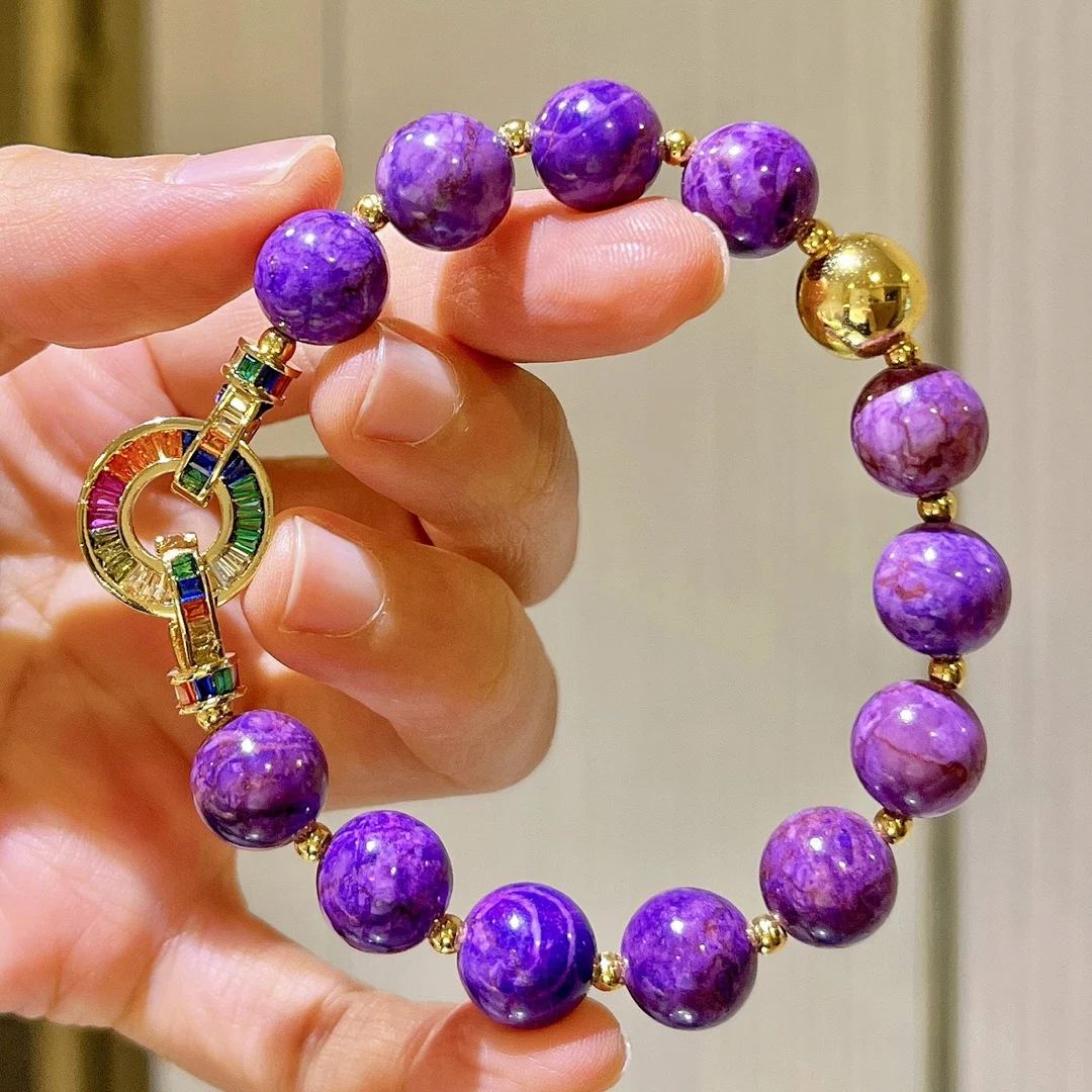 

Original niche design artificial purple optimized quartz stone beaded necklace simulation Shujulai Su Ji stone bracelet