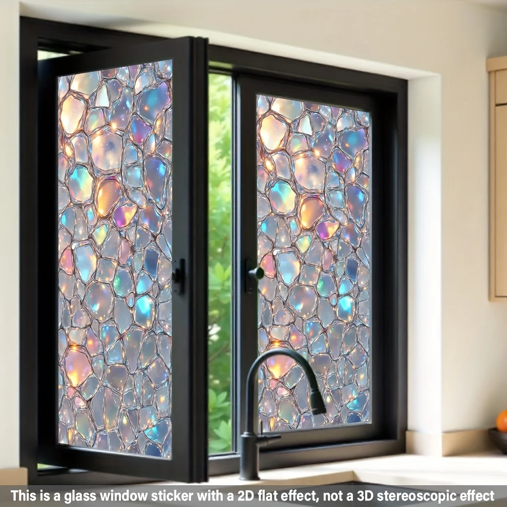 Iridescent Crushed‑Stone Window Decal 45x100cm Privacy‑Protective Waterproof Moisture‑Proof Glass Decor