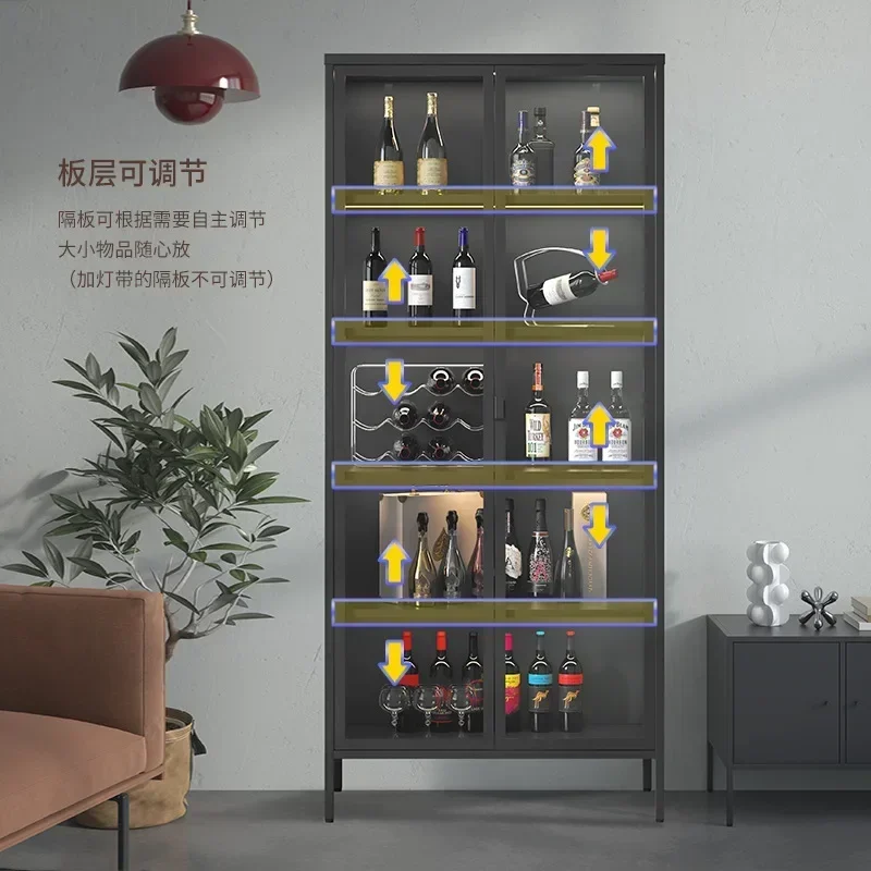 Wine Cabinet with Light Glass Cabinet Lego Model Showcase Household Dust-Proof Locker