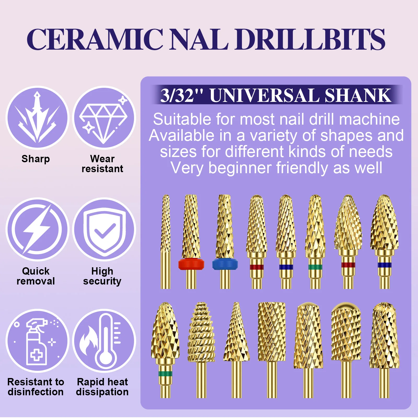 

Nail Polish Head Milling Cutter Set, Used For Nail Beauty Deburring Gel Dead Skin, Automatic Polishing Machine Accessories