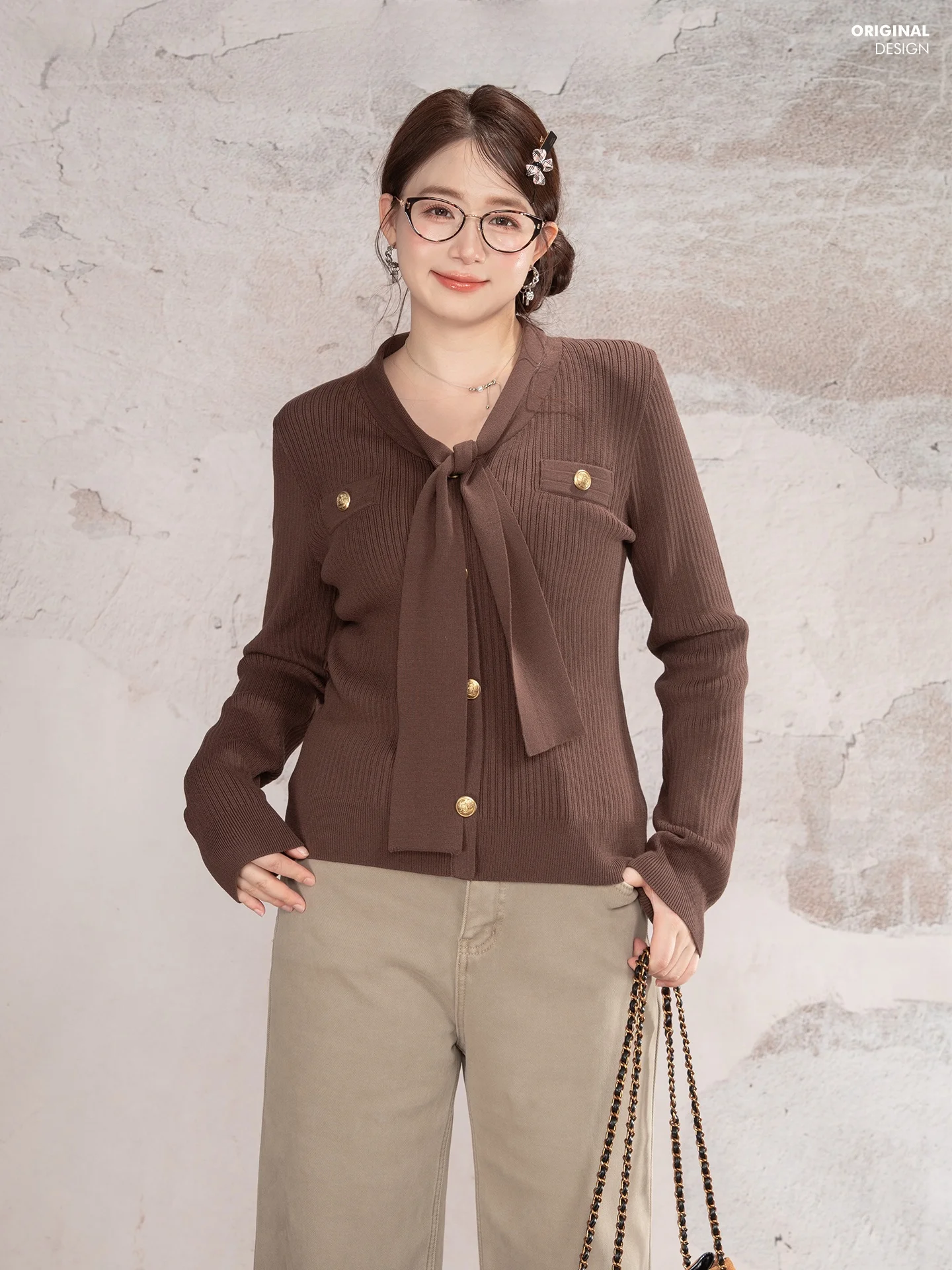 

Heynew plus Size Women's Knitwear Coffee Color Belted Slimming Top oulder Widthened Autumn Winter Commute Sle Long Sve