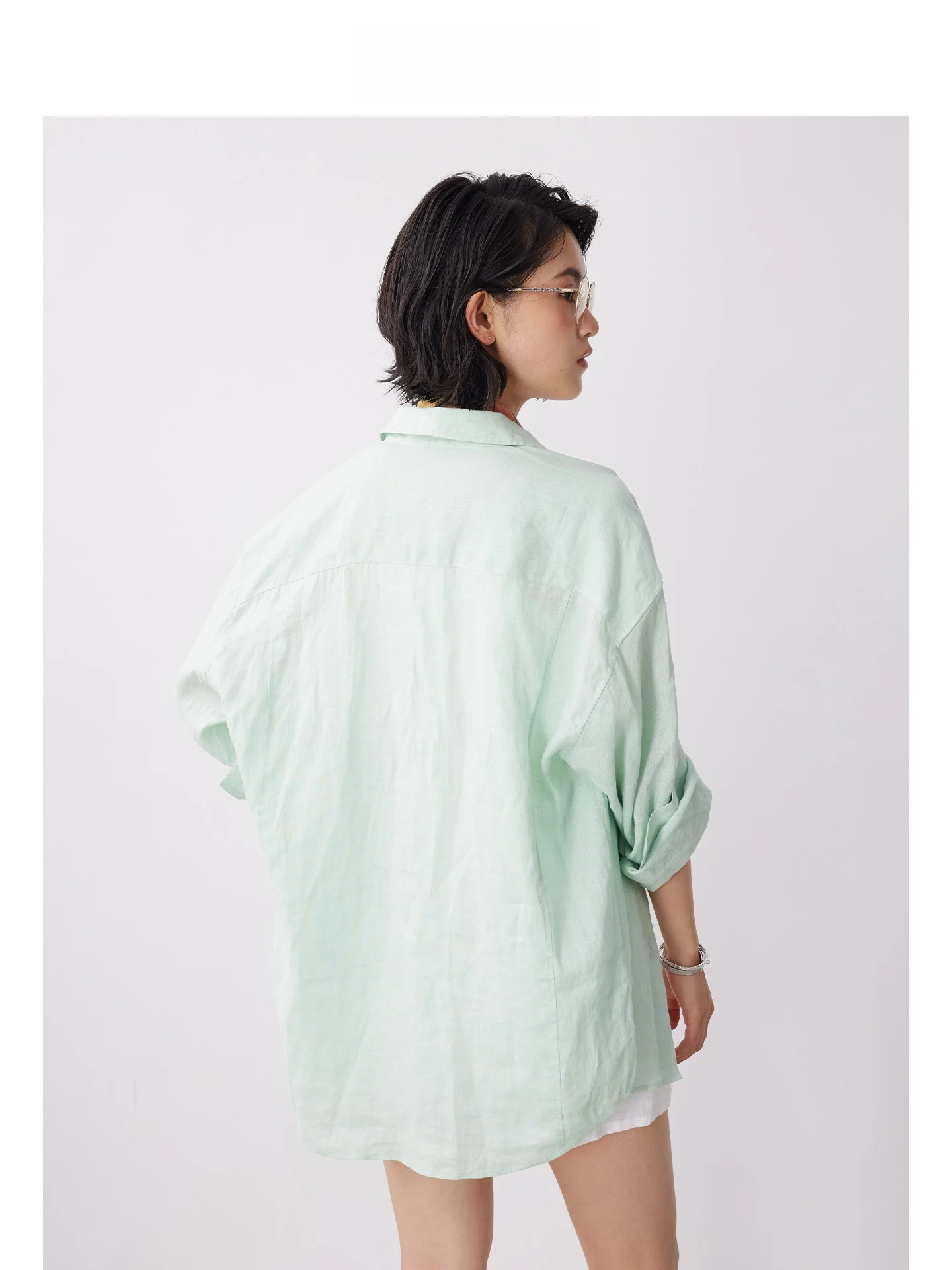 

Легкий летний женский льняной халат Mincollection Mint, простой, свободный крой, дышащий, на пуговицах
