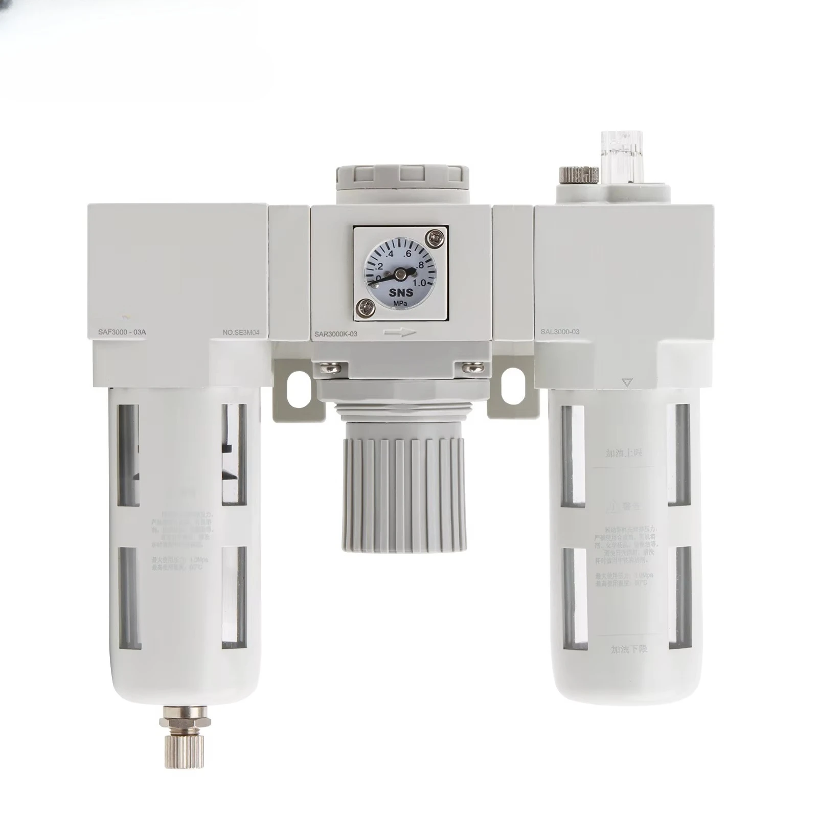 SAC Series FRL Unit Pneumatic Air Source Treatment Combination with Aluminum Alloy Filter Pressure Regulator Lubricator
