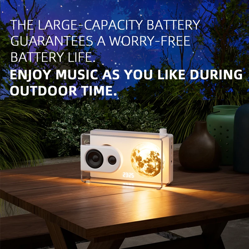 White Noise Transparent Bluetooth Speaker Night Light Hifi Music Box Handsfree Call Sleep Aid Music Player with Alarm Clock