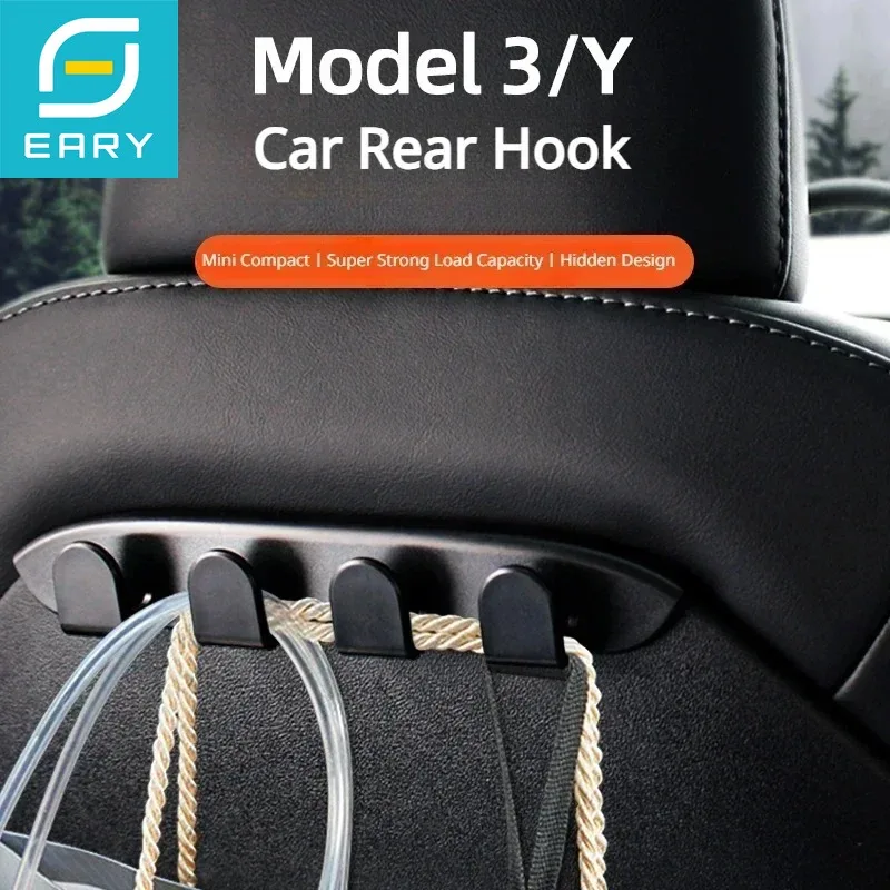 

Eary 2PCS Car Purse Hook for Tesla Model 3/Y/S Headrest Hooks Car Accessories Interior Holders Universal Car Back Seat For Bags