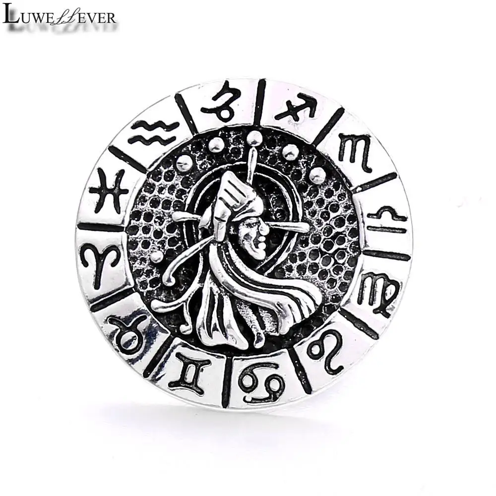 Component w497 Constellation Zodiac 18mm Metal Snap Button For Bracelet Necklace Interchangeable Jewelry Accessorie Findings