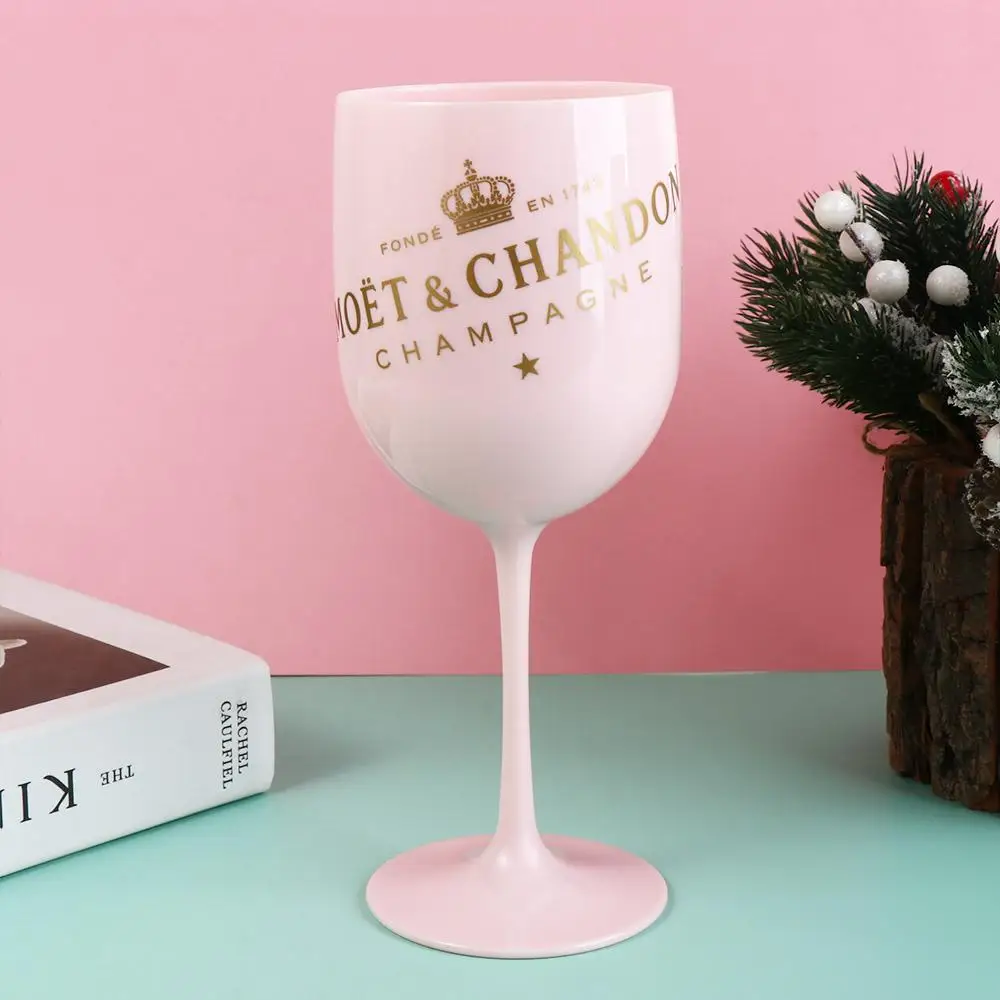 16oz Plastic Wine Cup White Pink Champagne Cocktail Champagne Cup Goblet Wedding Party Supplies Portable Reusable Home Bar Mug