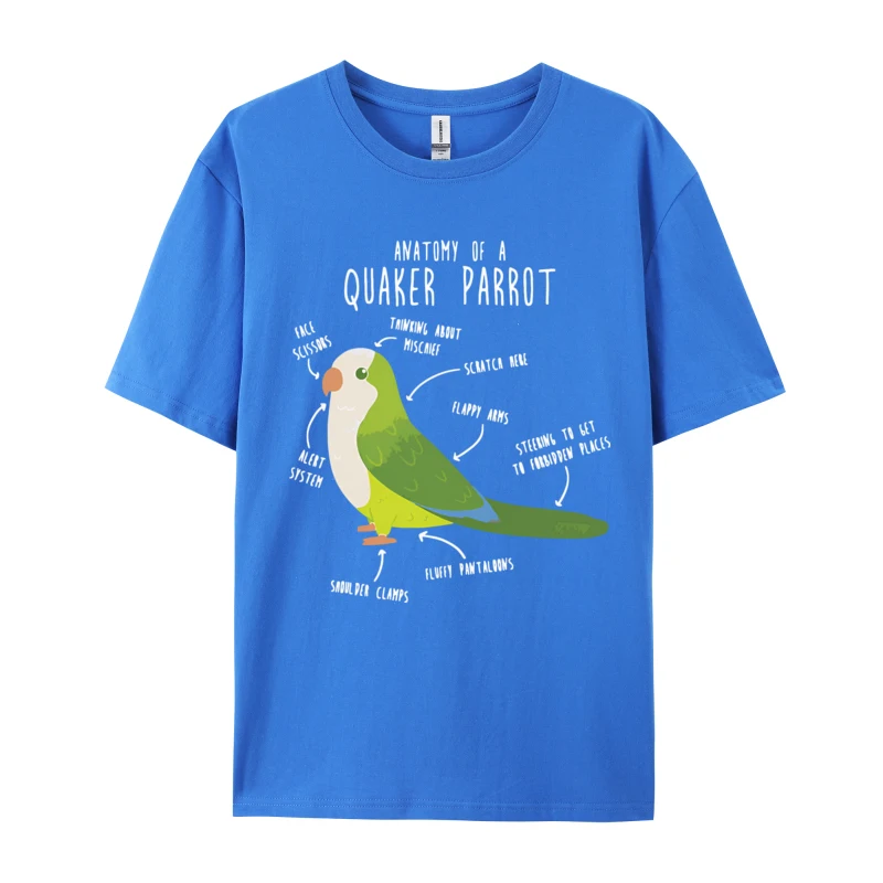 Anatomy Of Quaker Parrot Green Printed Tee Party Premium Cotton Tops Classic Tops Tees Cute Pet T-shirt