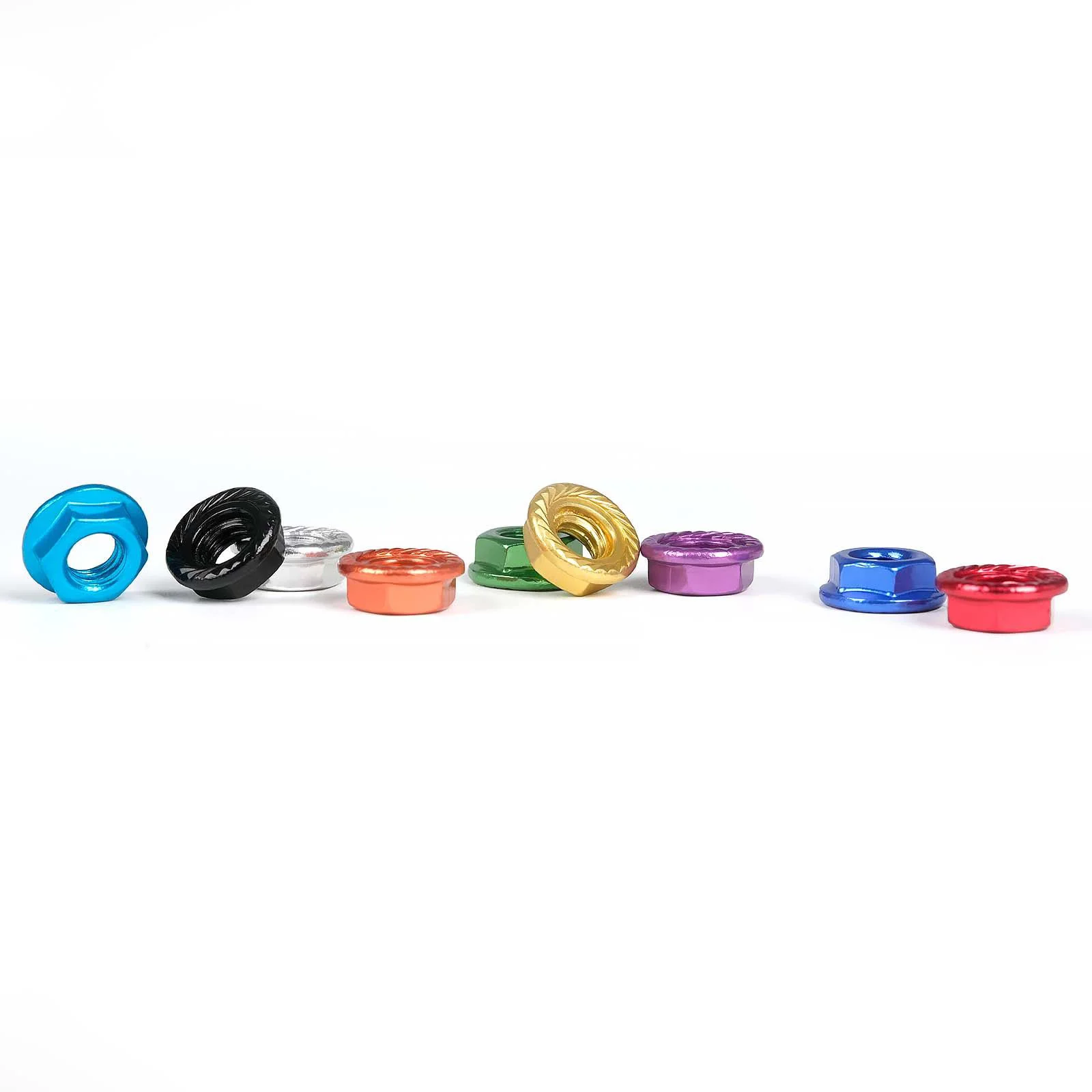 M6 6061 Aluminum Alloy  Flange Nuts, Hex Anti-Slip Lock Nuts with Washer for Anti-Loosening & Stable Fastening