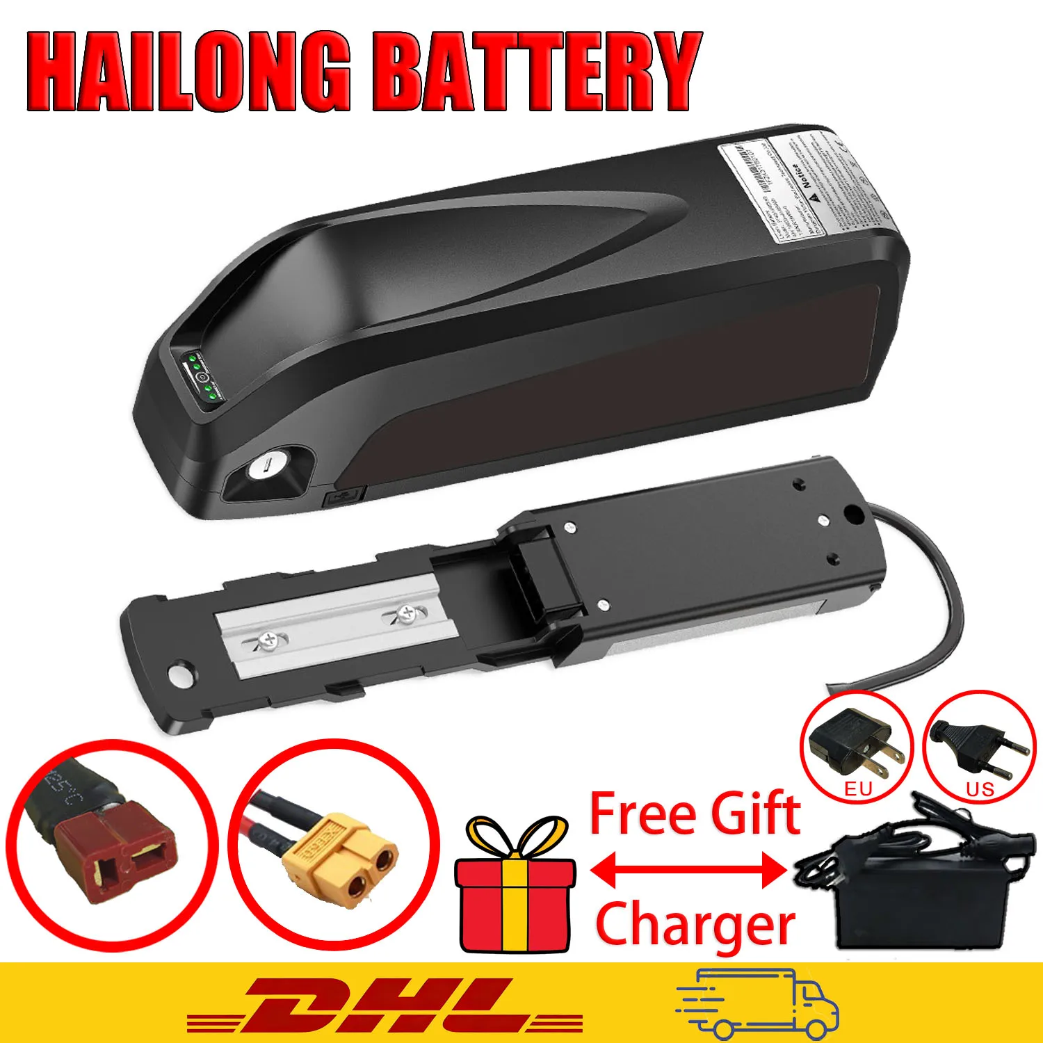 New 18650 Hailong Battery 36V 48V 52V 20Ah 30Ah Long Lasting Lithium Ion Battery Pack Waterproof For Electric Bicycle Scooter