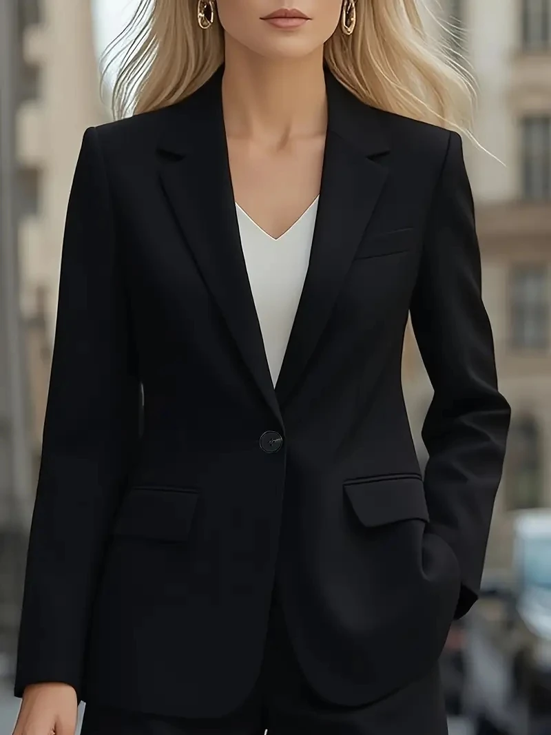 Autumn long-sleeved solid colour cardigan one-button small suit jacket for women