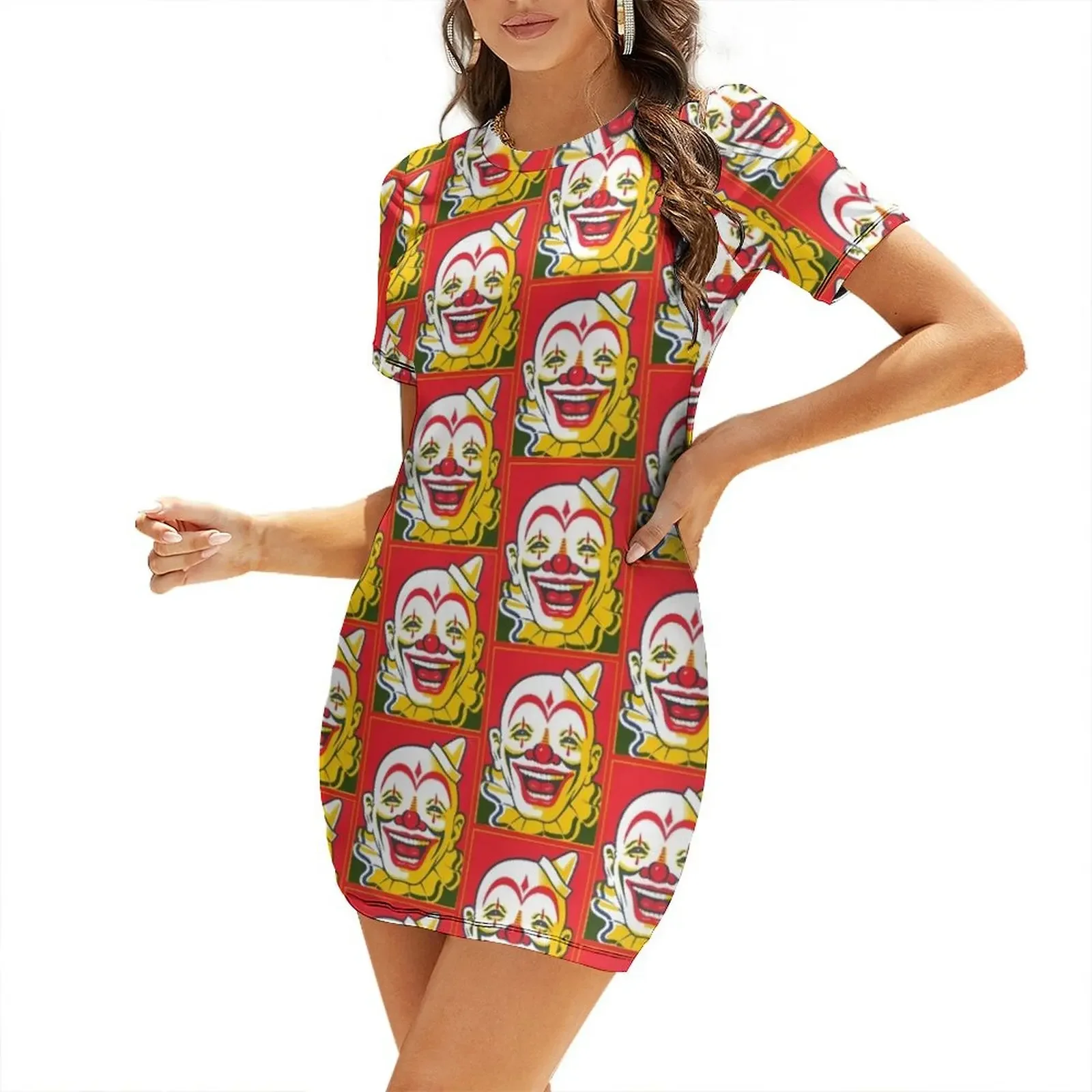 

Vintage clown poster Short-Sleeved Dress elegant dress summer clothes party dresses woman Dress