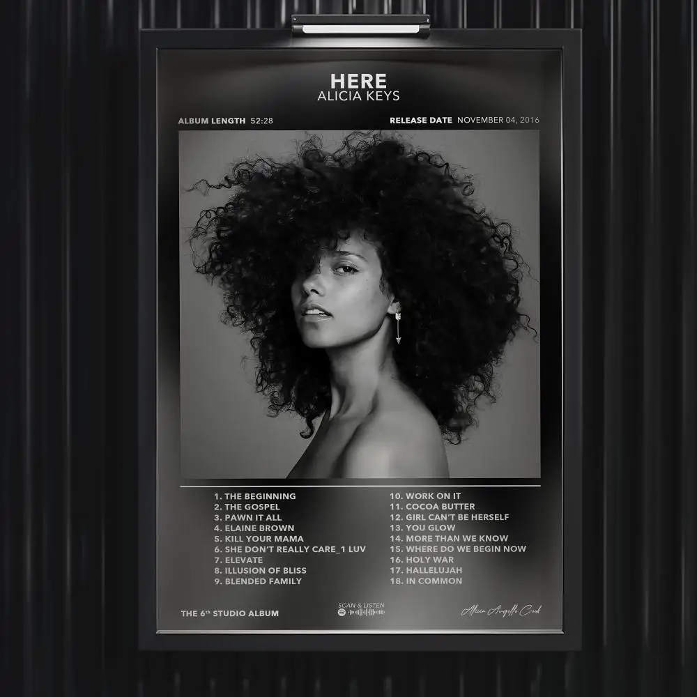 A-Alicia Keys Poster Music Hot Album Poster Star Hip Hop Living Room Canvas Painting Art Home Wall