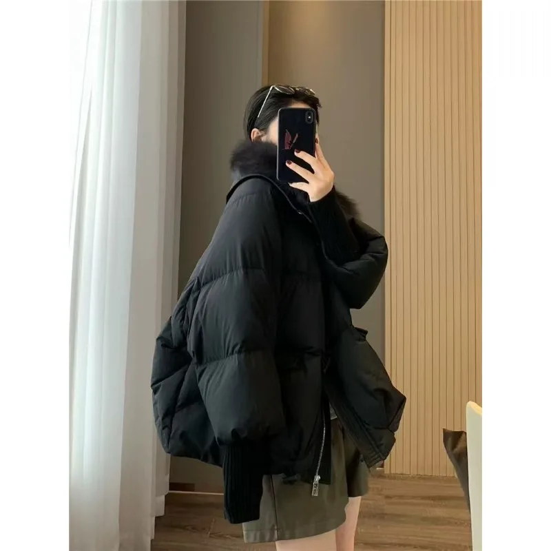 Women's models Fairy Autumn Winter Cotton Coat Top Coat Hair Collar Short Thickened Warm Leisure Soft Comfortable Niche Vintage