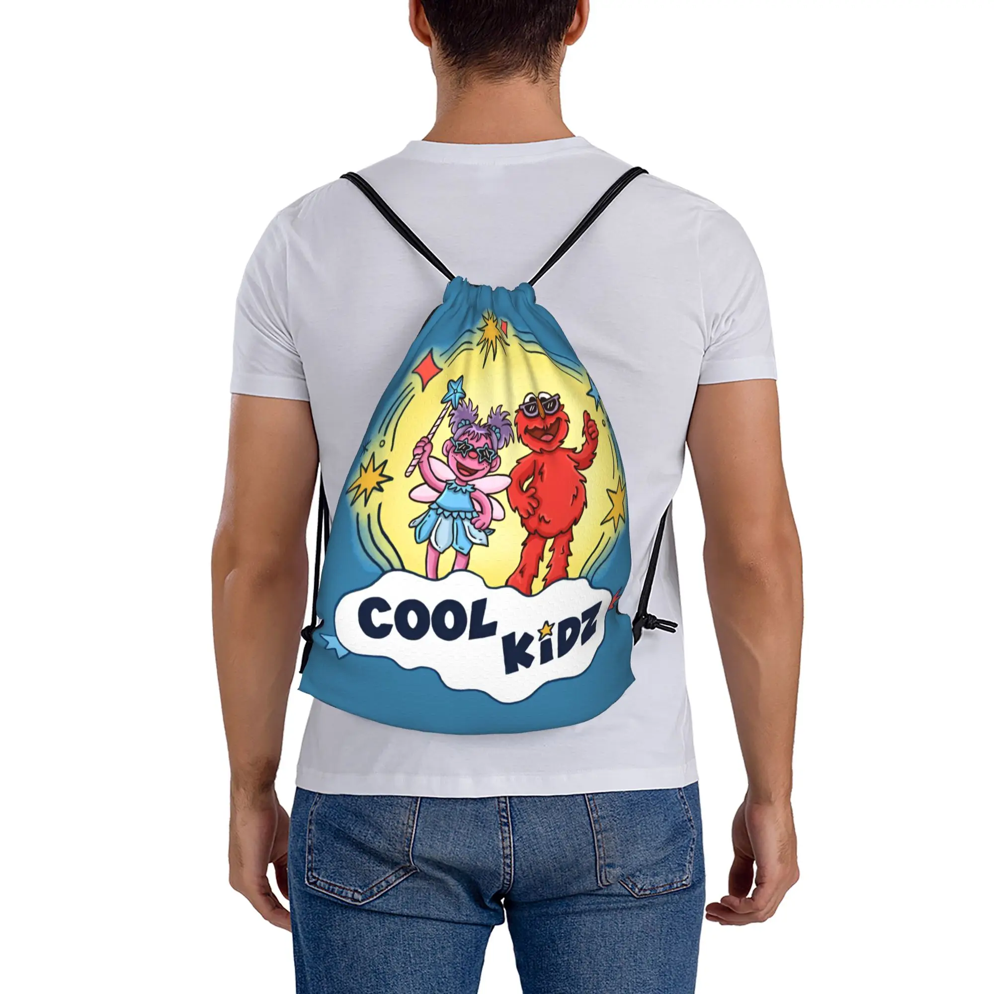 Custom Cookie Monster Drawstring Backpack Sports Gym Bag for Women Men Cartoon Training Sackpack view 5