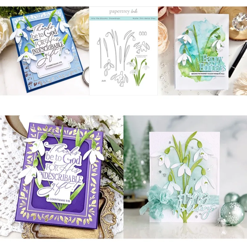 Snowdrops Scroll Cutting Dies And Stencil Scrapbook Diary Decoration Stencil Embossing Template DIY Greeting Card Handmade 2025