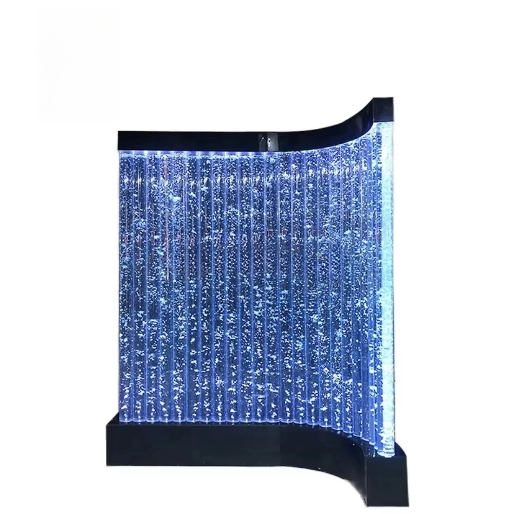

Decorative floor vertical acrylic water dance fountain bubble panel wall room screen baffle
