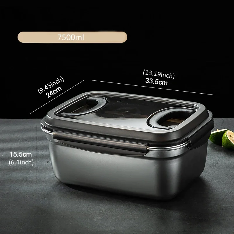 NONE 1x 304 Edelstahl Lunchbox Familien-Kühlschrank-Lebensmittelbehälter Tragbare Outdoor-Lunchboxen 7 Größen zur Auswahl 7