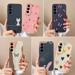 For Realme C65 4G Phone Case Butterfly Cat Ultra Thin Liquid Silicone Camera Protection Back Cover For Realme C 65 Funda Carcasa