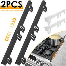 2Pcs Stainless Steel Stove Gap Guards Snug Fit Adjustable Length Stove Side Gap Protectors Heat Resistant Stove Gap Fillers