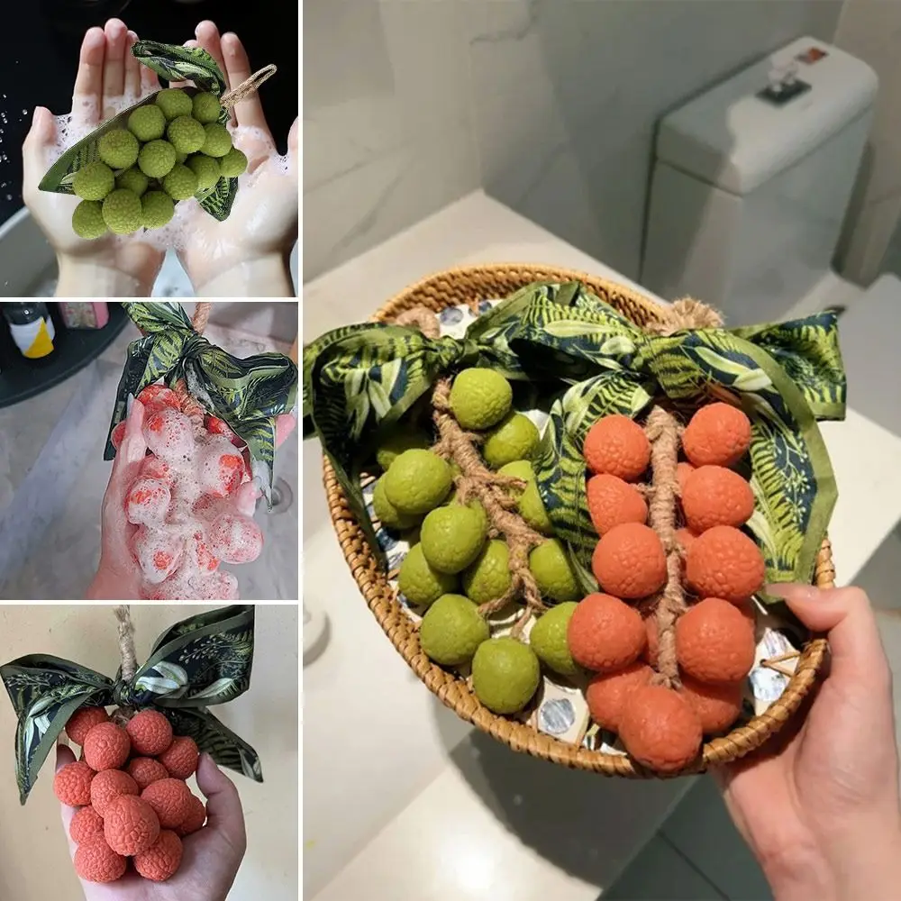 

Portable Simulated Lychee Cold Soap Rich Foam Gentle Plant Soap Hanging Can Be Cut Cleansing Soap for Shower