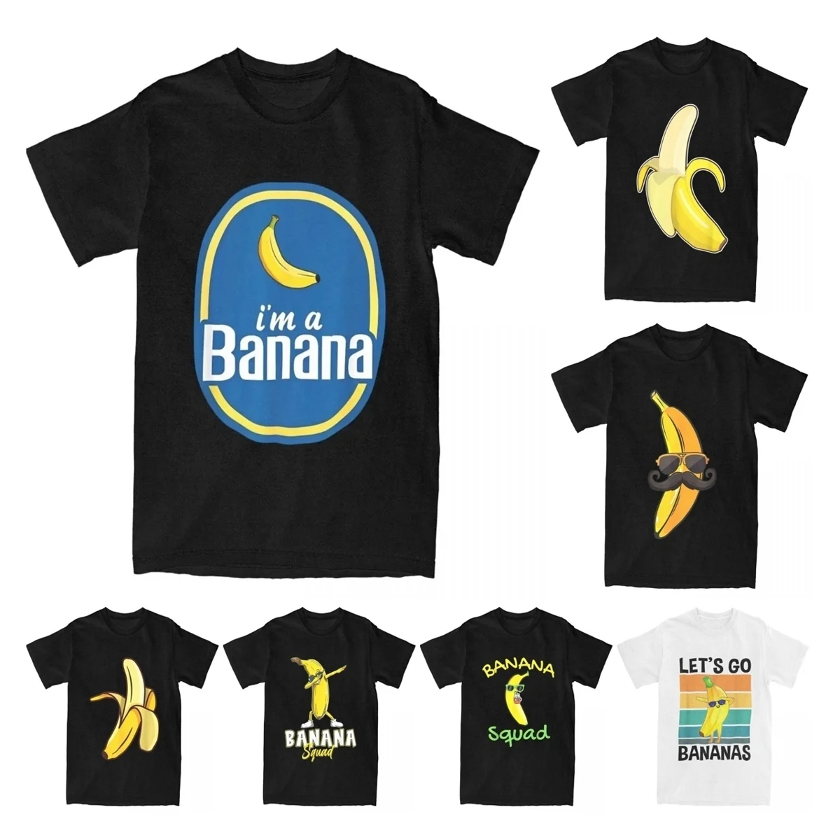 I'm A Banana Costume Halloween Fruit Sticker Yellow Funny Men's T Shirt Amazing Tee Shirt Bananas Squad T-Shirt Cotton Tops