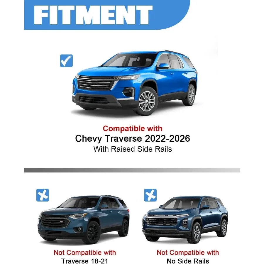 300lb Roof Rack Cross Bars for Chevy Chevrolet Traverse 2022-2026