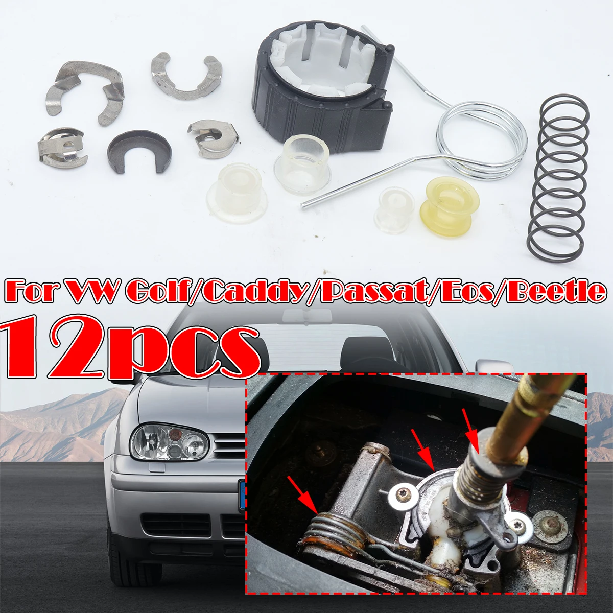 12pcs/SET Complete Set Upgrade Bushing MT Gearbox Rebuild Kit Shifter Lever Adjuster For VW Golf MK4 1J 1998 - 2006 Passat B6 B7