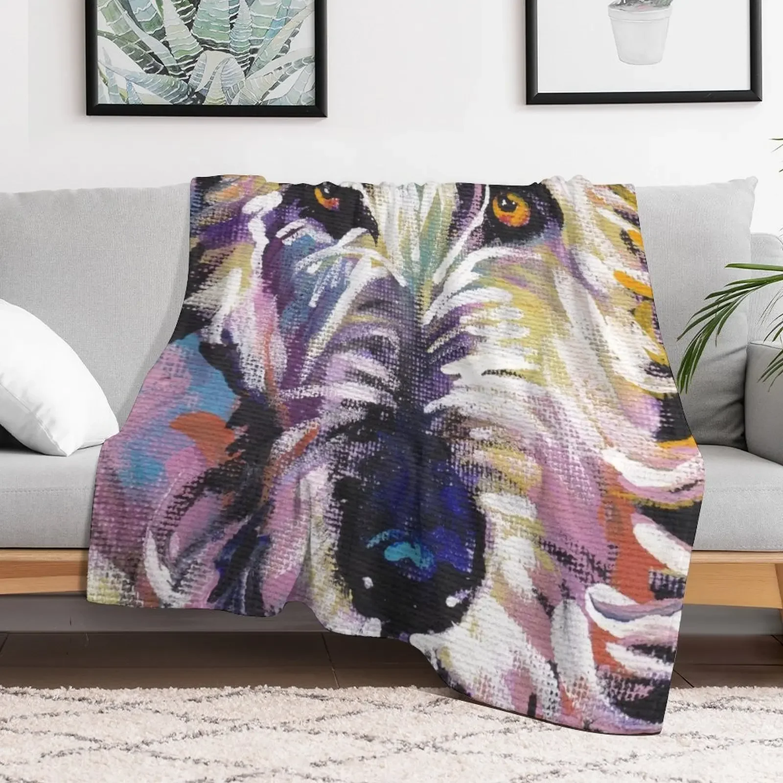Irish Wolfhound Dog Bright colorful pop dog art Throw Blanket Multi Purpose Soft Warm Blanket for Home Travel