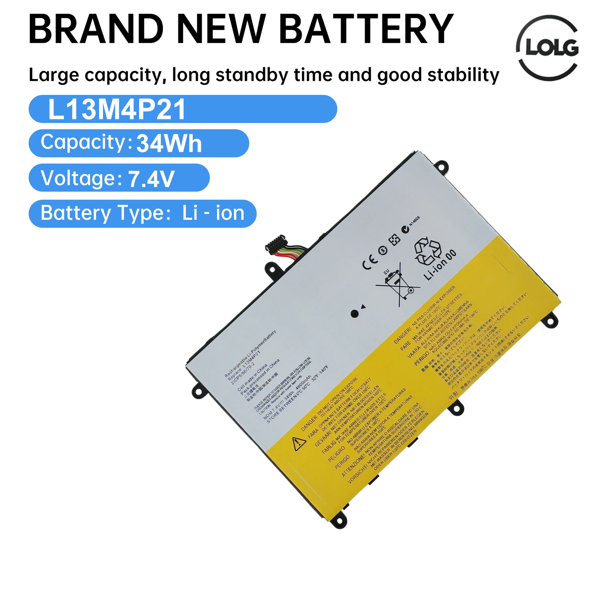 

L13L4P21 7.4V 34WH L13M4P21 Original Laptop Battery For Lenovo Ideapad Yoga 2 11(80CX59418525) 20332 2332 20428 Yoga2
