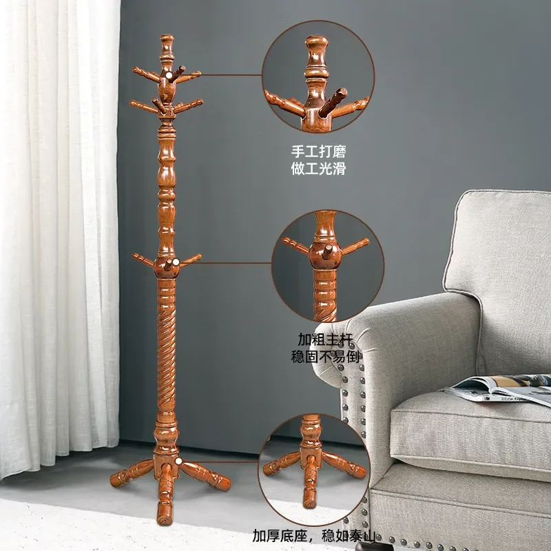 Solid Wood Coat Rack Floor Standing Clothes Hanger Storage Organizer for Bedroom Entryway Hall Home Office Commercial Use