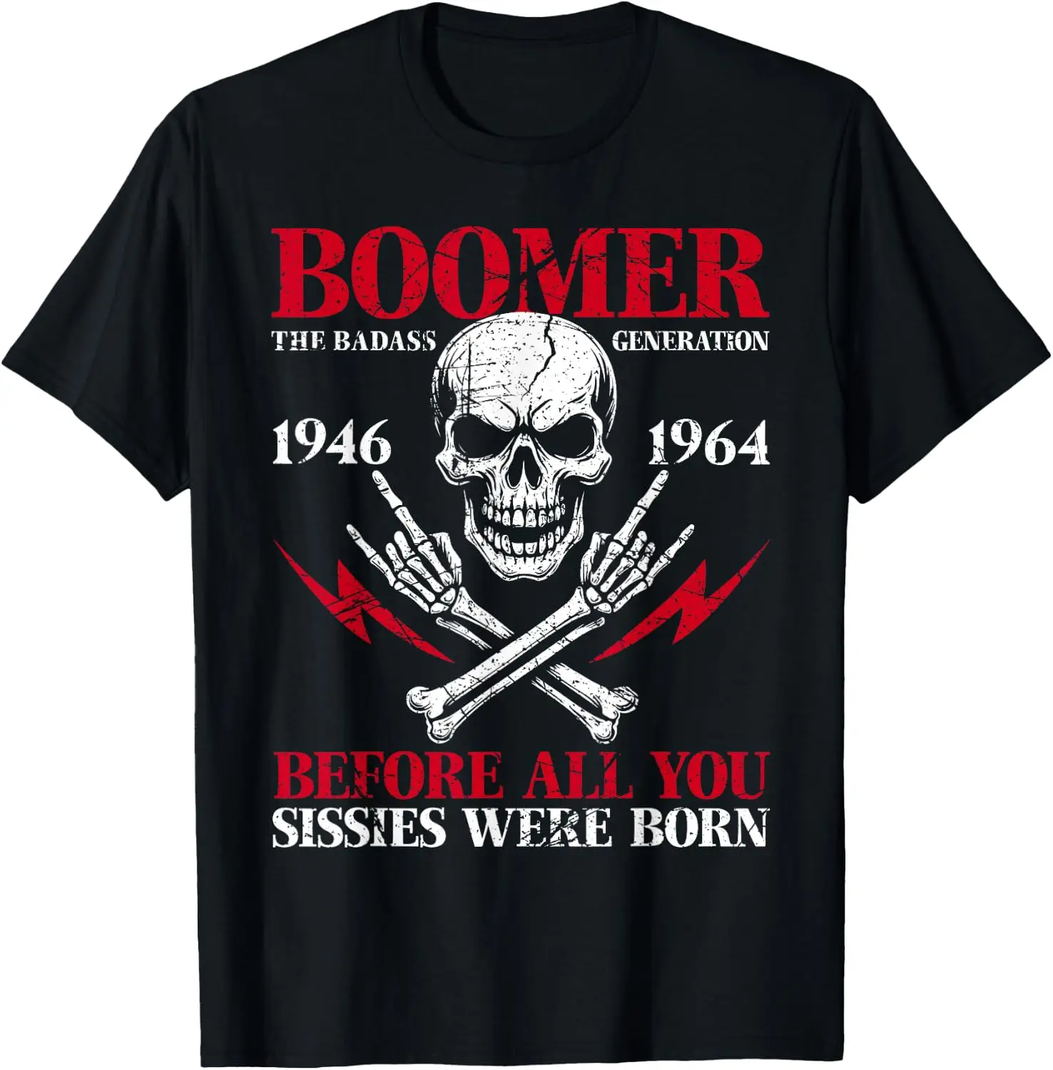 Boomer Generation Badass Before All You Sissies 1946 1964 T-Shirt Men Christmas Themed Graphic T‑Shirt, Casual Crew Neck Short Sleeve Tee, Festive Holiday Art Print Top for Xmas Party Daily Wear Christmas Gift for Men