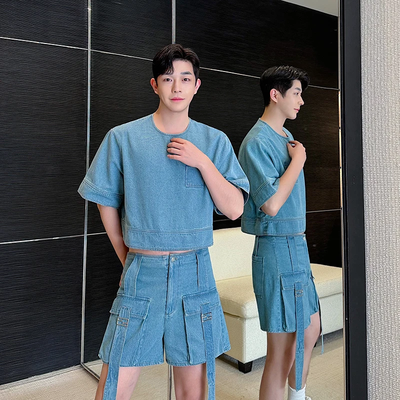 

American ort Sve Denim Sweatirt Set ex Faion orts Dopane Summer Outfit Youth Casual Wear