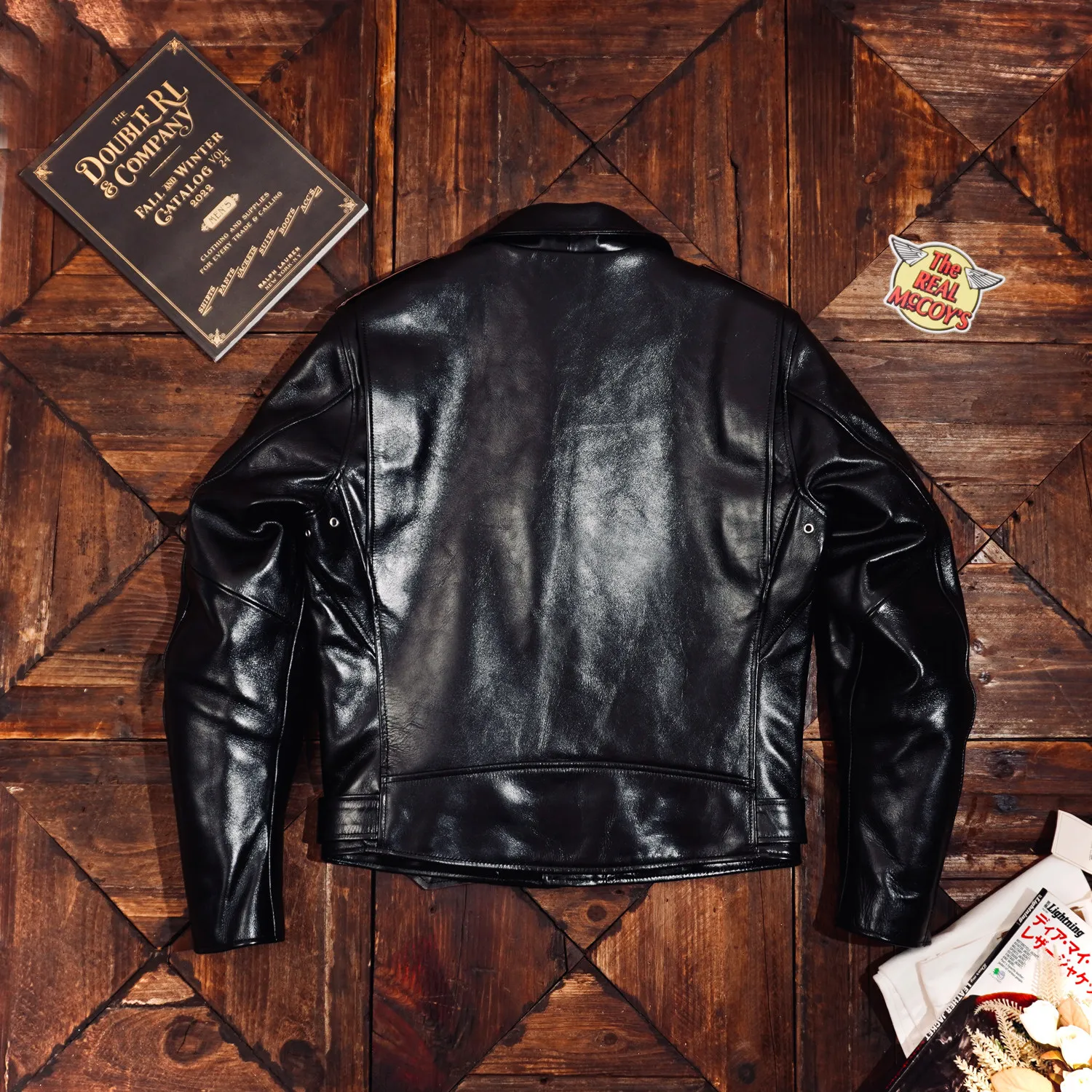 Tailor Brando Vegetable Tanned Teacore Horsehide Men's Classic 613 Double Rider Genuine Leather Biker Jacket