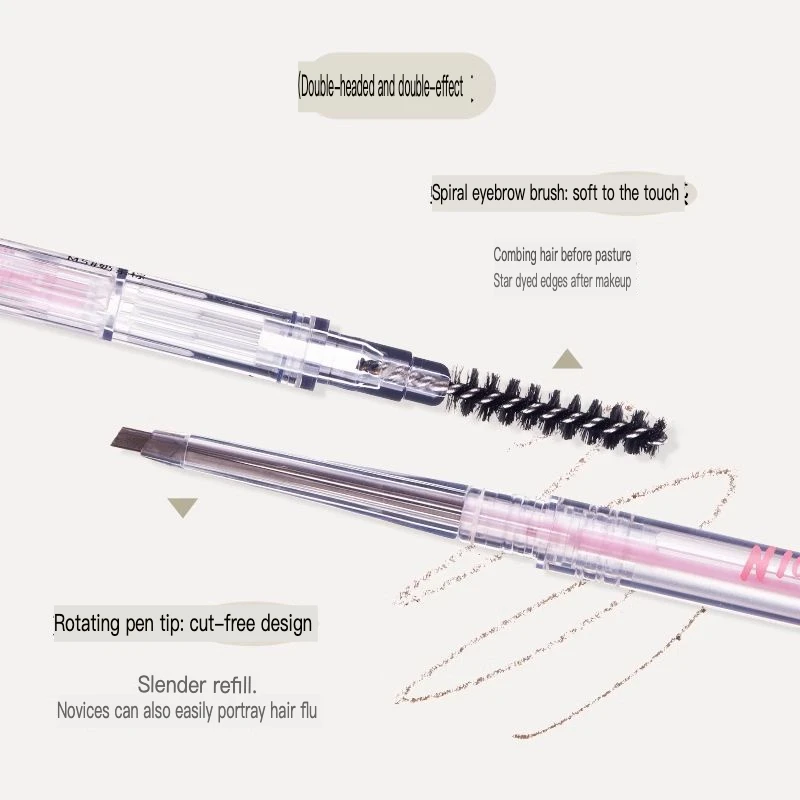 FLORTTE Hualoriya crayon imperméable longue durée Double extrémité Ultra-fin naturel étudiant novice sourcil sauvage ne se décolore pas