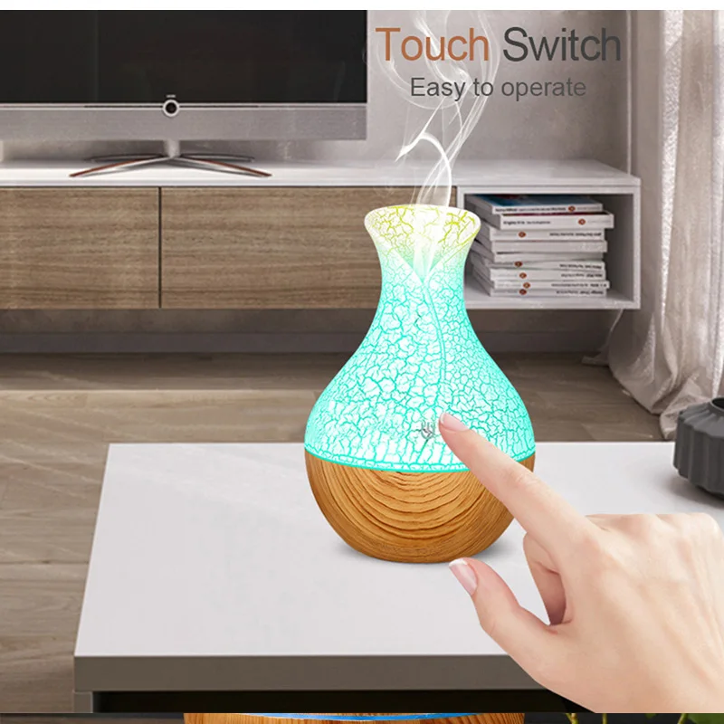 Mute fog measure wood grain vase humidifier Home bedroom indoor office night light ultrasonic humidifier image 2