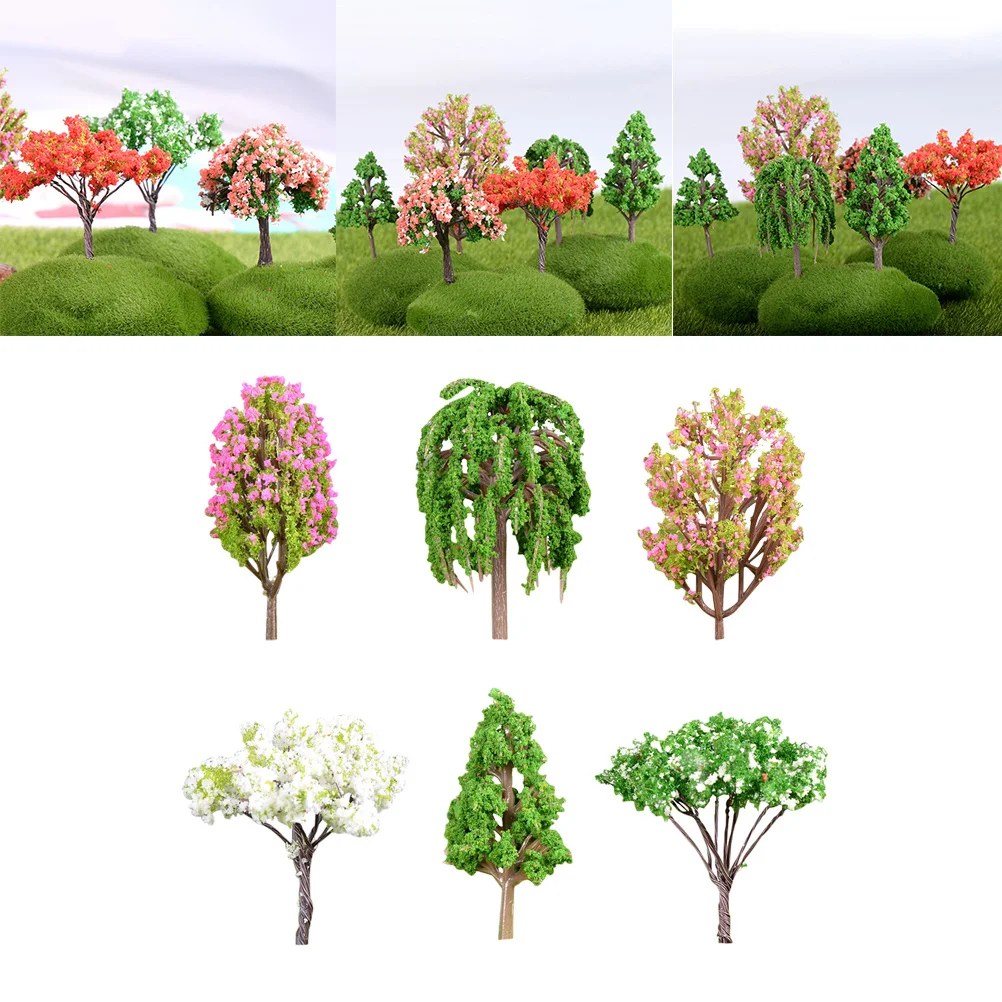 

6pcs Simulation Tree Plant Ornament Mini Decor For Diy Micro Landscape Garden Fairy World Terrarium House Party Decoration